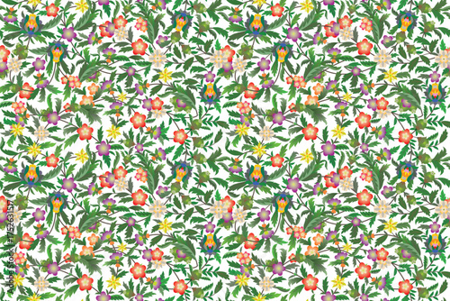 seamless floral pattern damask style motif suitable for wallpaper, textile, tile, cloth, curtain and fabric design isolated illustration vector archive EPS file.
