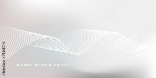 Minimalist white and grey background with flowing wavy line pattern