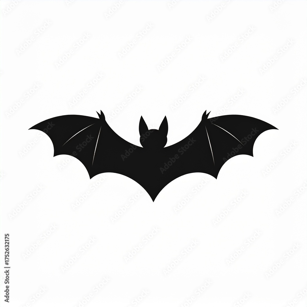 Fototapeta premium Black bat silhouette isolated on white background for halloween design
