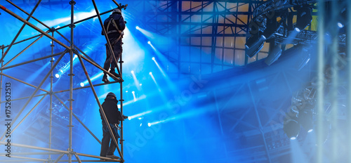 Stage workers in safety har...