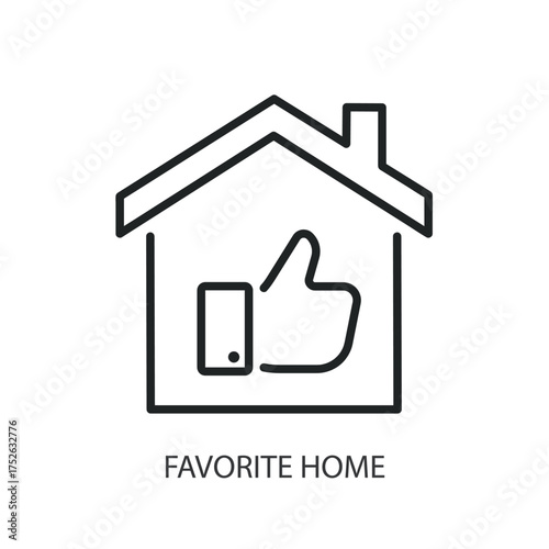 Favorite home thin line vector icons.