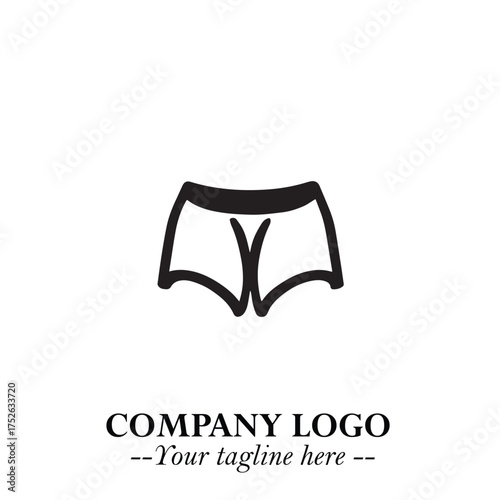 Woman Short Pants Logo Symbol in Black on the White Background Minimalist Fashion Illustration