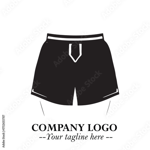 Woman Short Pants Logo Symbol in Black on the White Background Minimalist Fashion Illustration