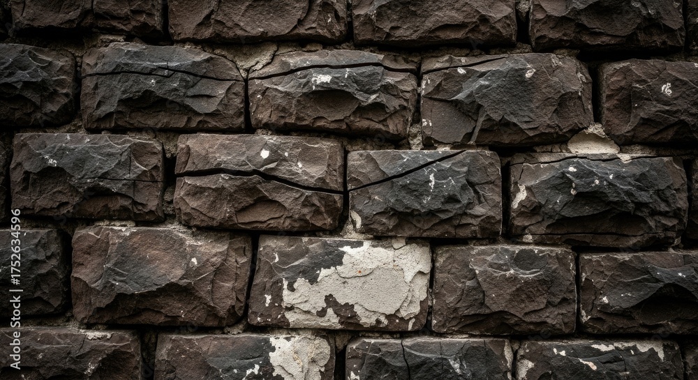 Fototapeta premium Stone wall texture background old brickwork masonry architecture construction rock solid surface pattern