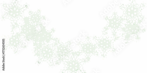 Delicate pale green snowflake pattern on a white background for winter holidays and celebrations