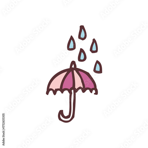 Umbrella with Rain Icon