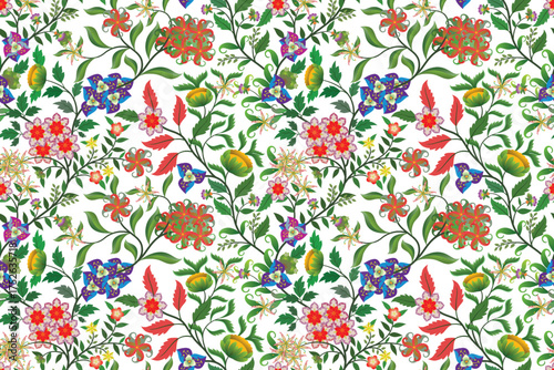 seamless floral pattern damask style motif suitable for wallpaper, textile, tile, cloth, curtain and fabric design isolated illustration vector archive EPS file.