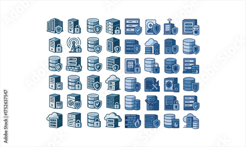 Database server icons set design