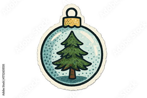 Christmas Santa hat torn paper collage sticker, halftone clipping scrap cutout shape, cartoon vector illustration with transparent background, holiday decoration, festive design