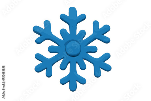 Blue Snowflake Christmas Clay Element in Naive Childish Style, Plasticine Toy Illustration with Transparent Background, Winter Holiday Vector Cartoon, Isolated Craft Design
