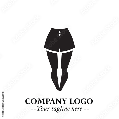 Woman Short Pants Logo Symbol in Black on the White Background Minimalist Fashion Illustration