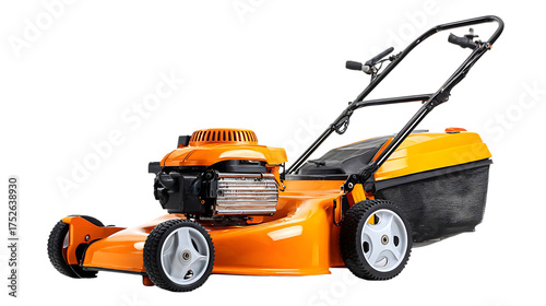 Orange lawn mower isolated on transparent background