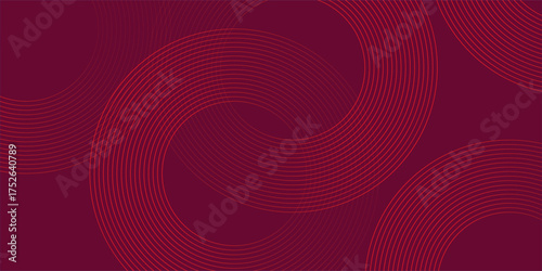 Abstract Maroon Swirl Lines Background, Luxury Red Abstract Circle Pattern Vector Illustration.
