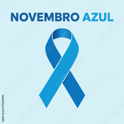 Novembro Azul Blue Ribbon Awareness Campaign Poster