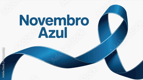 Novembro Azul Blue Ribbon Awareness Campaign Poster