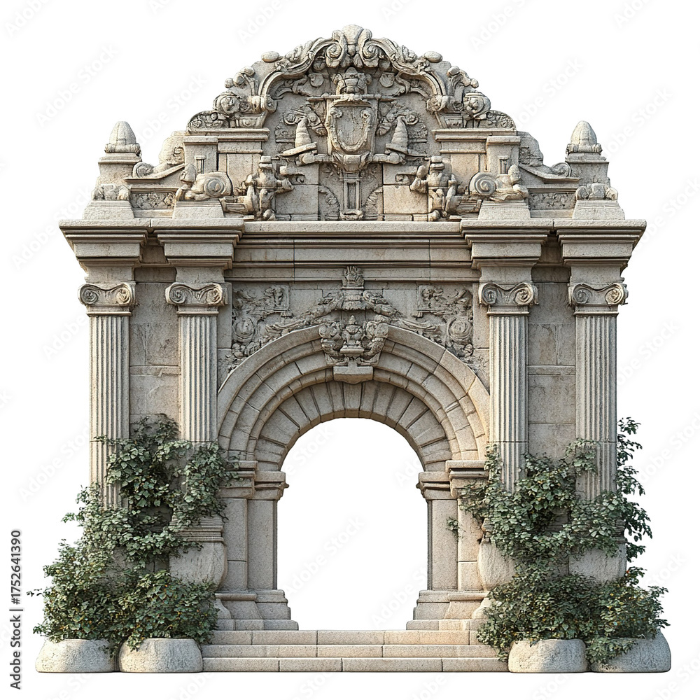 Fototapeta premium 3D front view illustration of a San José de los Molinos Peru monument isolated on a white transparent background 