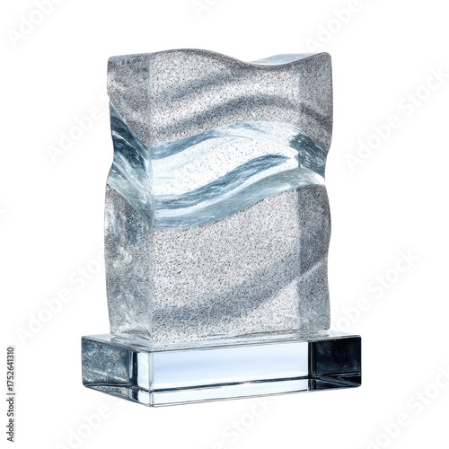 Elegant Crystal Trophy with Wavy Glitter Design