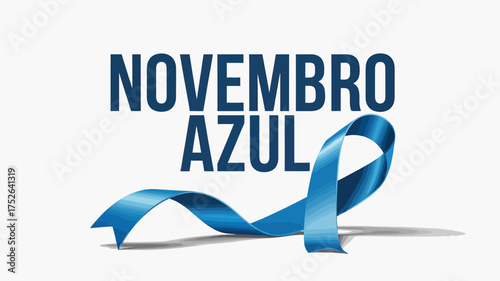 Novembro Azul Blue Ribbon Awareness Campaign Poster