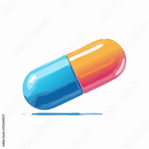 Colorful illustration of a pharmaceutical capsule on a white background
