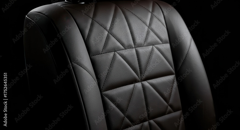Obraz premium Luxurious dark leather seat with geometric diamond stitching detail.