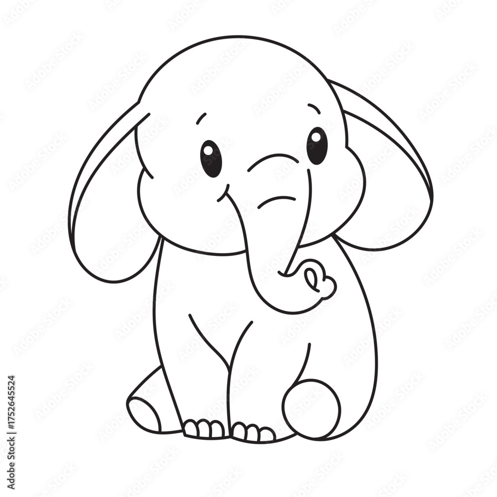 Fototapeta premium Elephant animal doodle