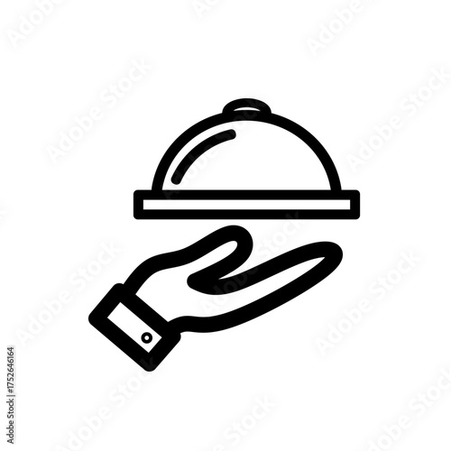 Tray in hand simple icon, restaurant sign vector for web site Computer and mobile app. Vector