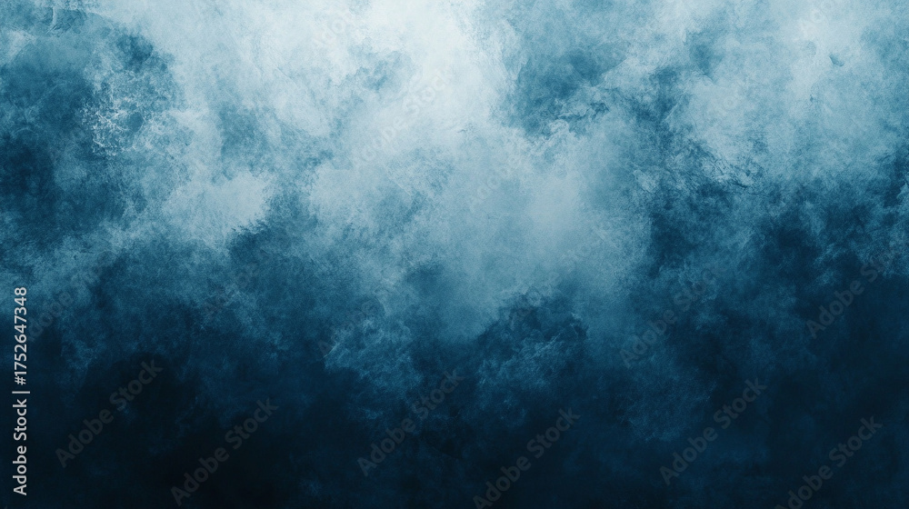 Fototapeta premium Smooth ombre blend of black, dark blue, navy, indigo, and sky blue tones. Features soft glow, subtle grain texture, and cool digital shimmer for elegant abstract design. 