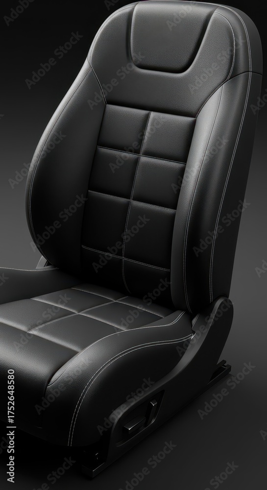 Obraz premium Modern black leather seat with contrasting stitching.
