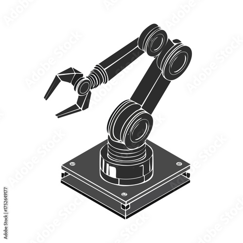 Vector Illustration Of Industrial Robotic Arm Machine Used In Modern Manufacturing And Engineering