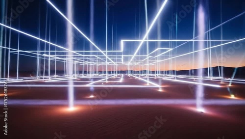 Futuristic Grid - A Neon Landscape of Light and Technology.