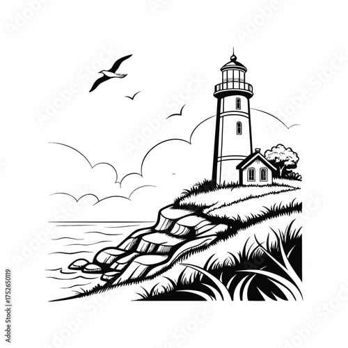 lighthouse on the shore