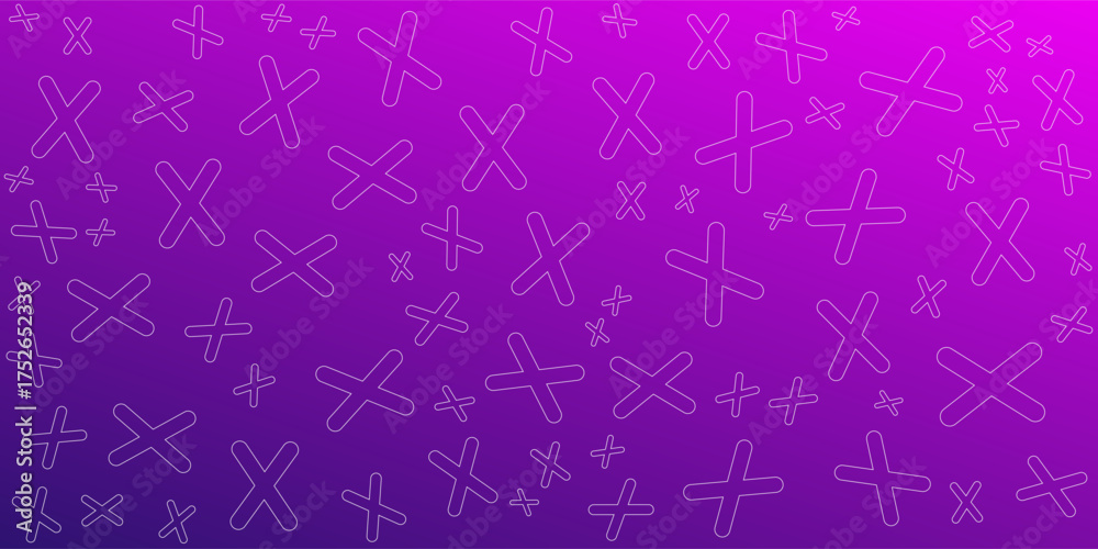 Obraz premium Abstract White Cross and Plus Sign Pattern on Gradient Purple Background.