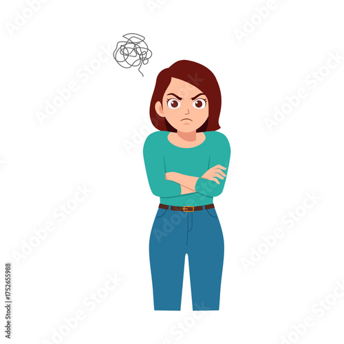 Upset Young Woman with Arms Crossed Looking Annoyed Frustrated and Confused Expression