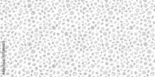 Delicate hand drawn floral pattern with subtle gray and white watercolor textures