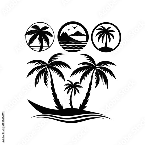 vector illustration of a tropical island