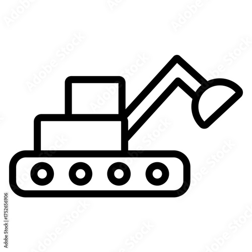 Excavator Vector Line Icon Design