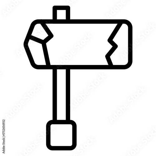 Hammer Stone Vector Line Icon Design