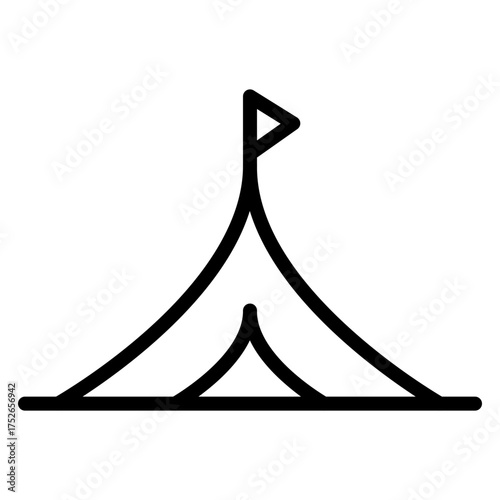 Digging Site Tent Vector Line Icon Design