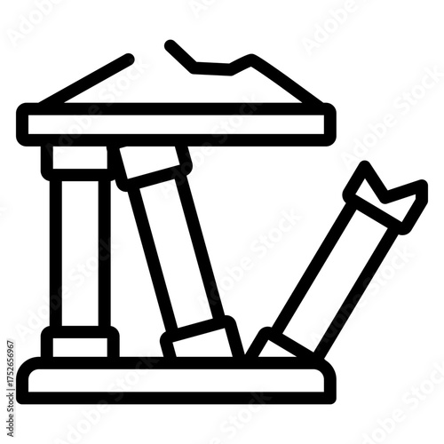Ruins Column Vector Line Icon Design