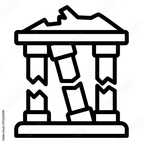 Ruined Temple Vector Line Icon Design