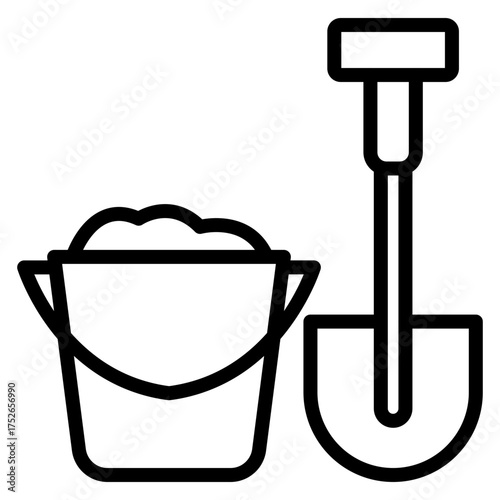Digging Bucket Vector Line Icon Design