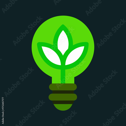 A green lightbulb with leaves suggesting eco friendly ideas