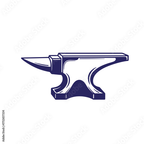 Stylized illustration of a traditional anvil on white background isolated vector artwork