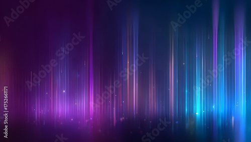 Abstract glowing neon light streaks in shades of purple and blue creating a futuristic and energetic digital background effect