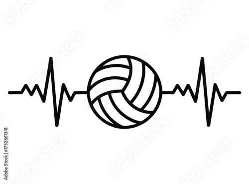 Volleyball heartbeat graphic representing passion for the sport and active lifestyle