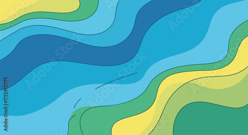 Abstract geological representation using wavy lines and contrasting colors