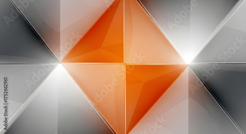 Geometric Crystal Structure Abstract Background with Orange and Gray Tones