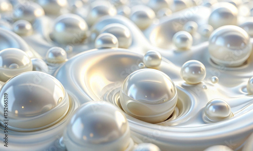 The thick white paint forms voluminous bubbles on the surface