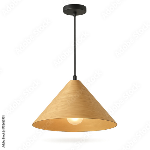 Warm Cone Pendant Lamp Hang Fixture With Modern Minimalist Design For Home isolated and transparent background