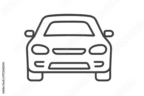 Car front view vector line icon. Automobile transport symbol. Minimalist outline vehicle illustration for web and apps. Simple linear pictogram of a modern auto for graphic design.